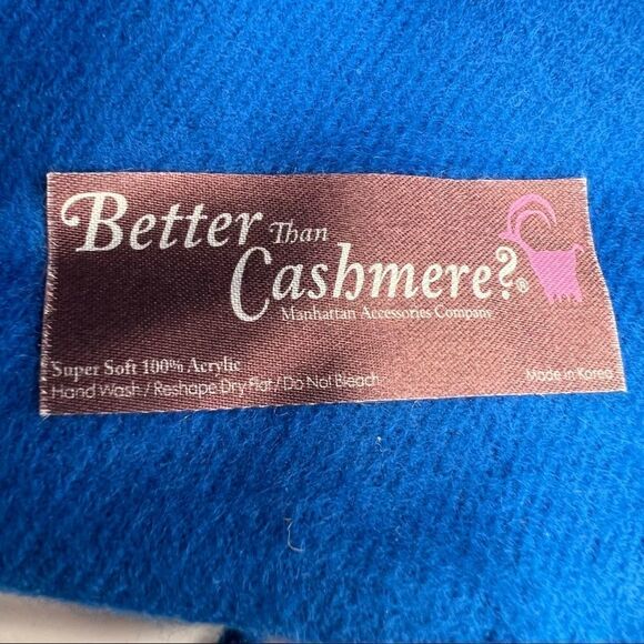 Better Than Cashmere? blue super soft fringed scarf. NWOT - Picture 3 of 3